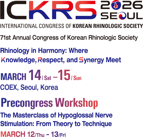 71th Annual Congress of Korean Rhinologic Society, Rhinology in Harmony: Where Knowledge, Respect and Synergy Meet, March 14(sat) - 15(sun), coex, seoul, korea